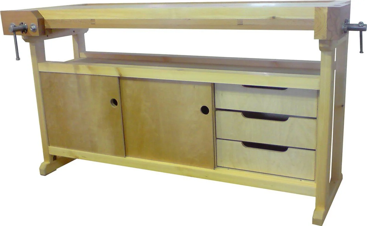 Верстак столярный Школьный (береза) с тумбой Практик