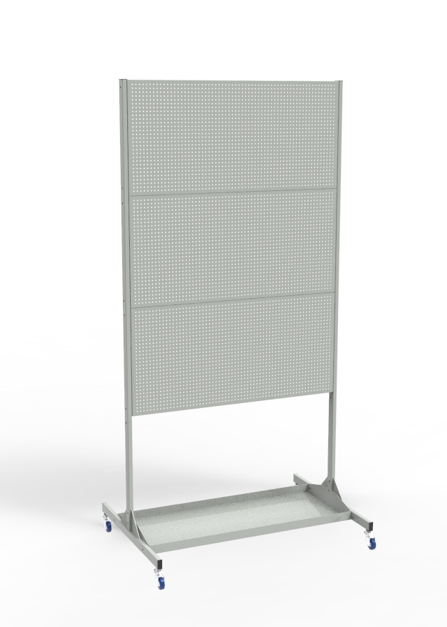 Фото - стенд перфорированный 3 экрана на колёсах с лотком сп-3-к-лт