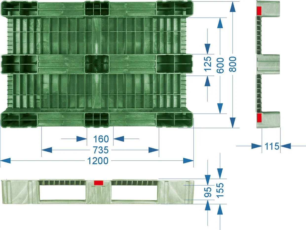 Паллет TR 1208-1-1 серый (1200x800х150)